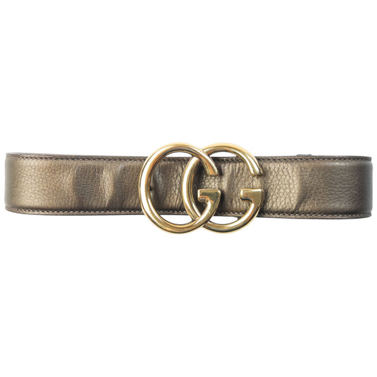 Vintage 2000s Gucci Metallic Leather Belt Size S | O/S, Brown