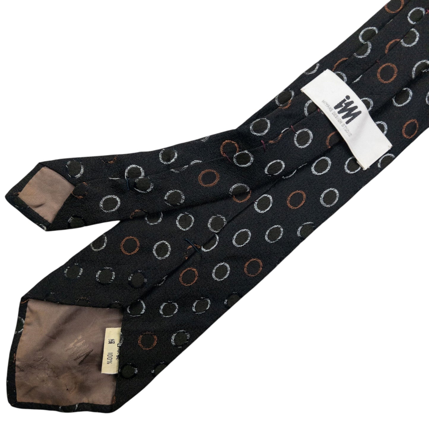 Vintage 90s Issey Miyake Spotted Silk Tie | O/S, Black