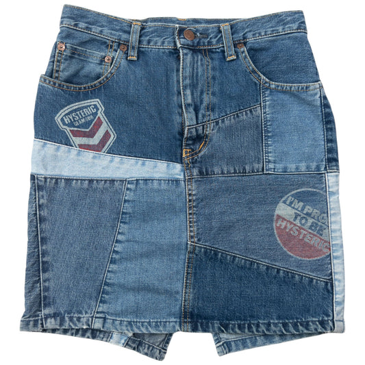 Vintage 2000s Hysteric Glamour Patchwork Denim Mini Skirt Womens Size W27