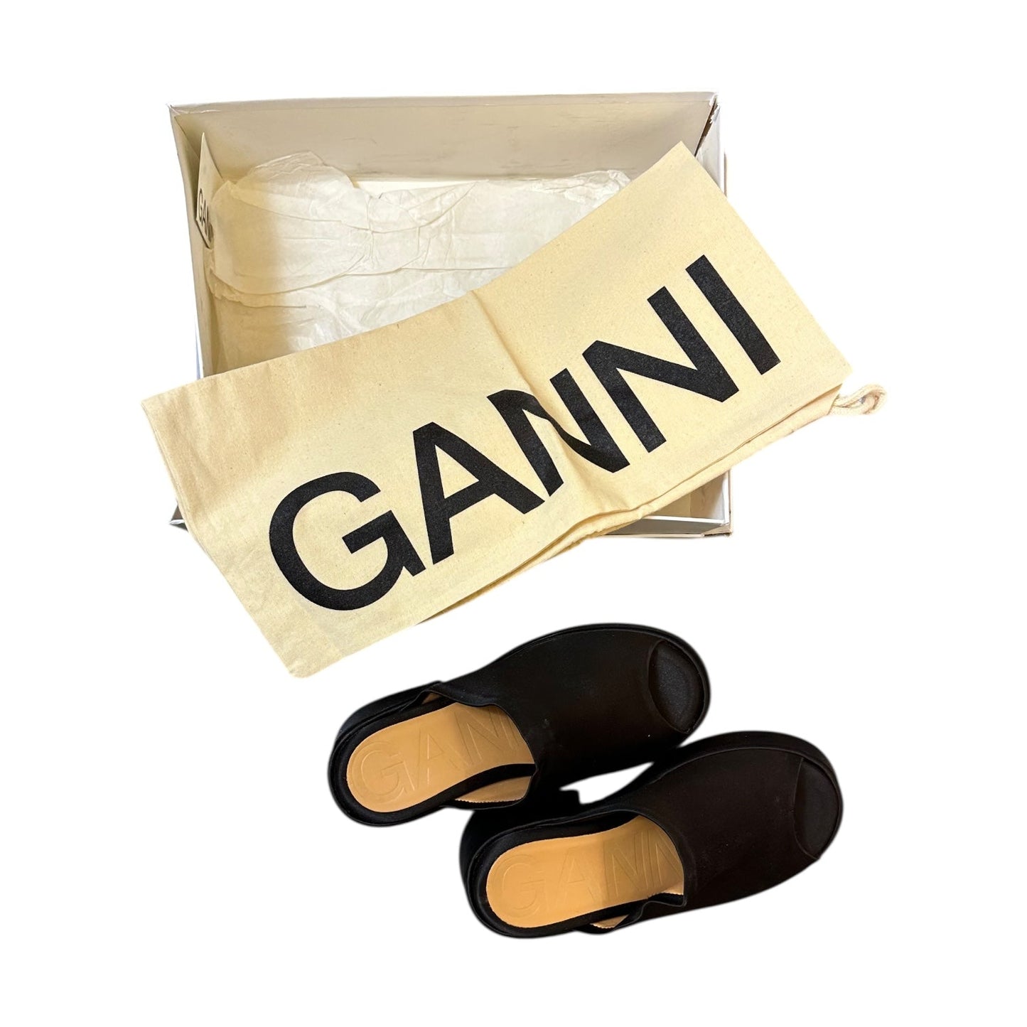 Ganni Black Wedge Mule Sandals