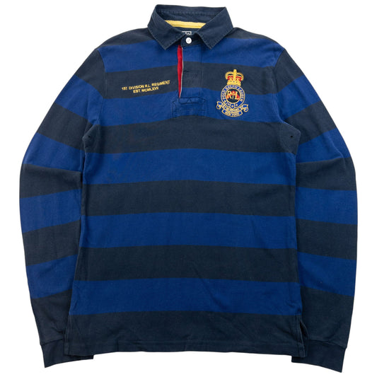 Vintage 90s Polo Ralph Lauren Striped Crest Long Sleeve Polo Shirt Size S | Small, Blue