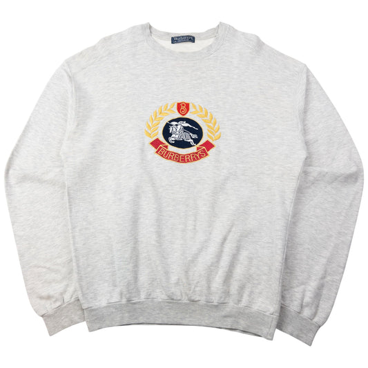 Vintage 90s Burberry Embroidered Sweatshirt Size M | Medium, Grey