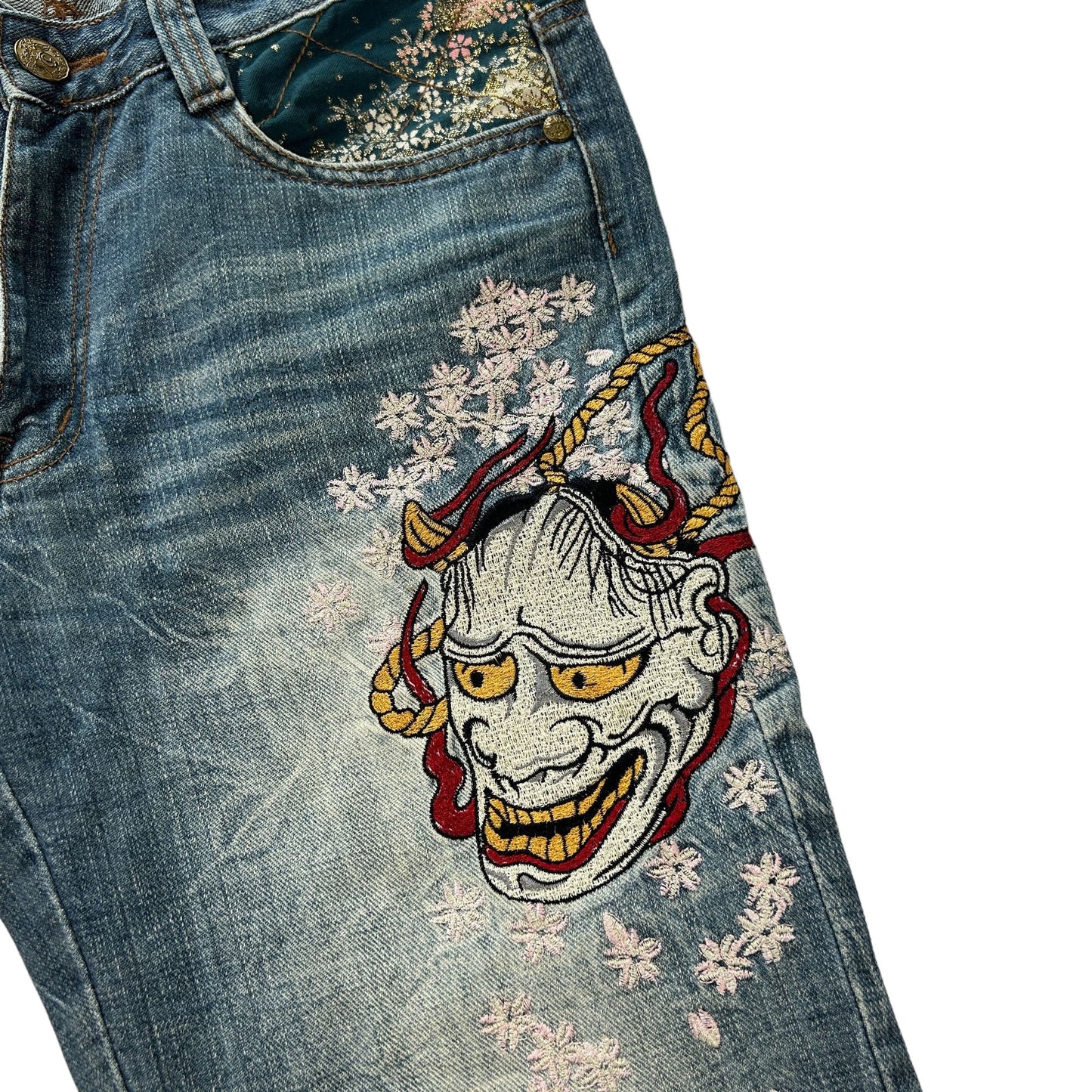 Vintage Monster Japanese Embroidered Denim Jeans Size W30