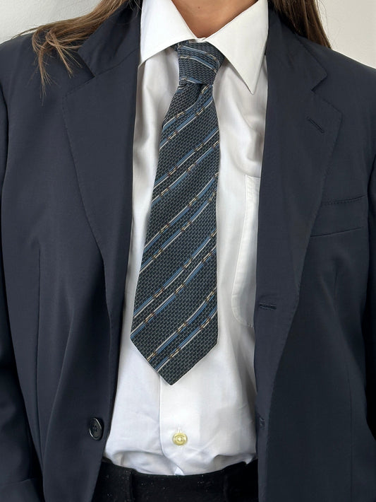 Celine Paris 1990s Pure Silk Print Tie