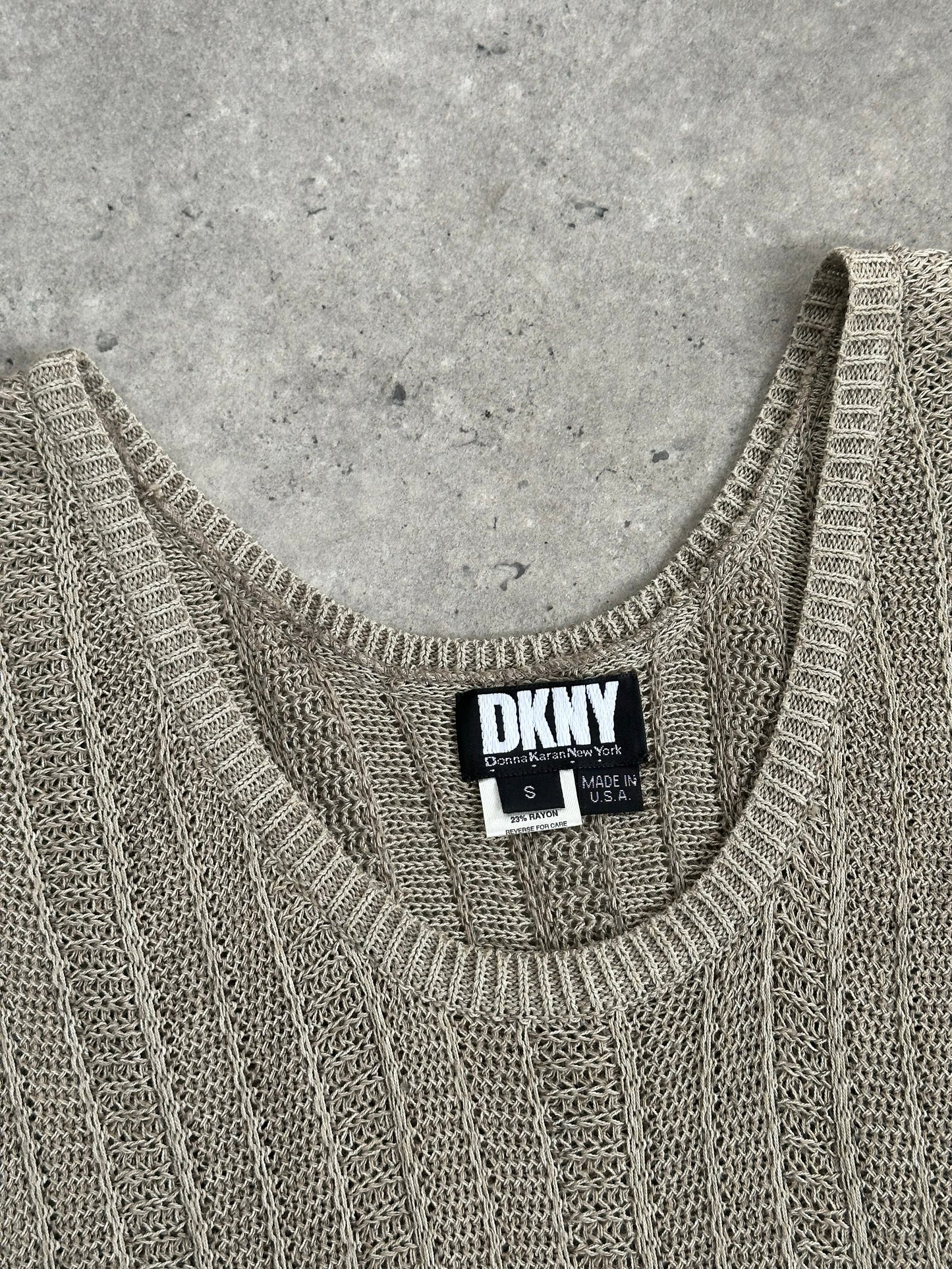 DKNY 1990s Linen Open Knit Midi Dress - S-M