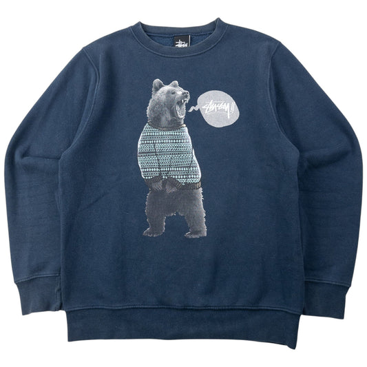 Stussy Bear Graphic Sweatshirt Size S | Small, Navy