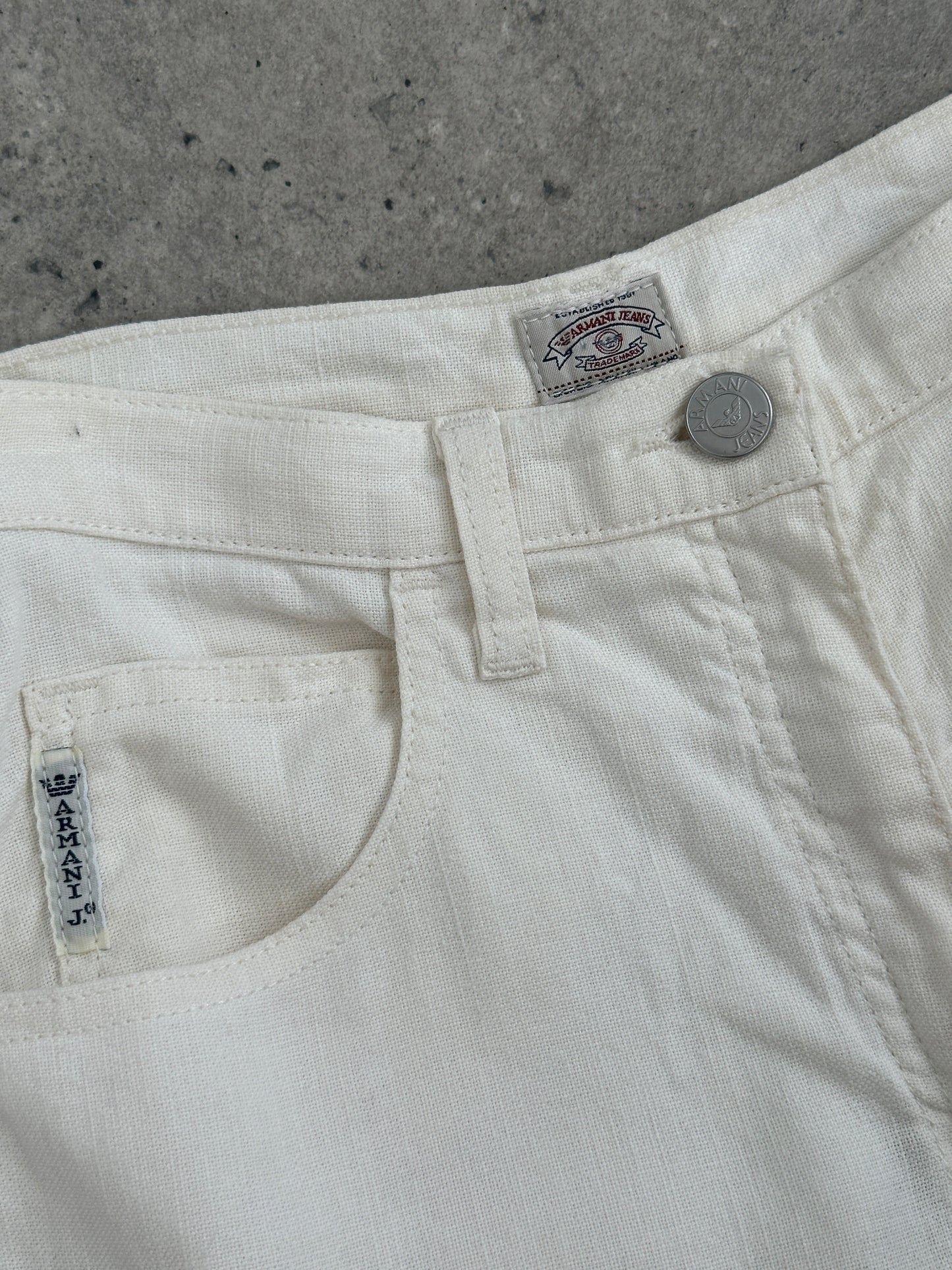 Armani Jeans 1990s Linen Slim Straight Leg Trousers - W26