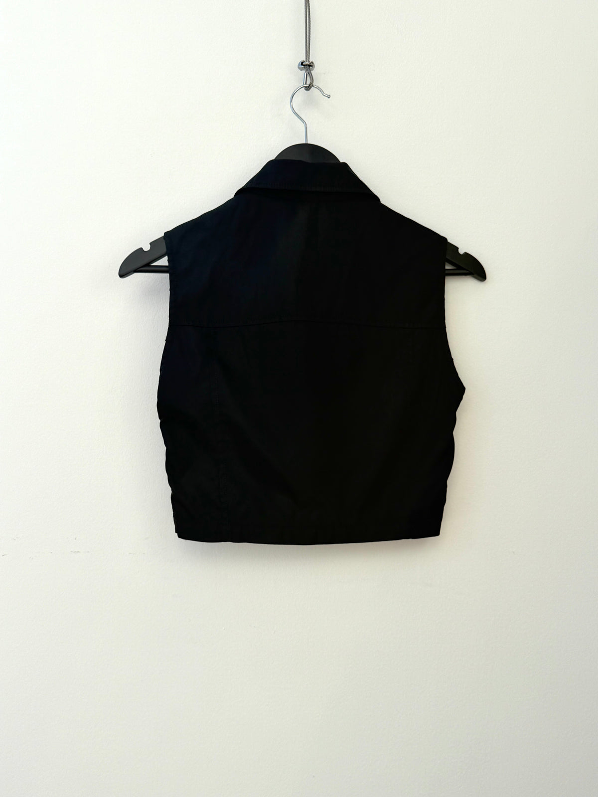 Prada 90s Nylon Cropped Vest | Small, Black