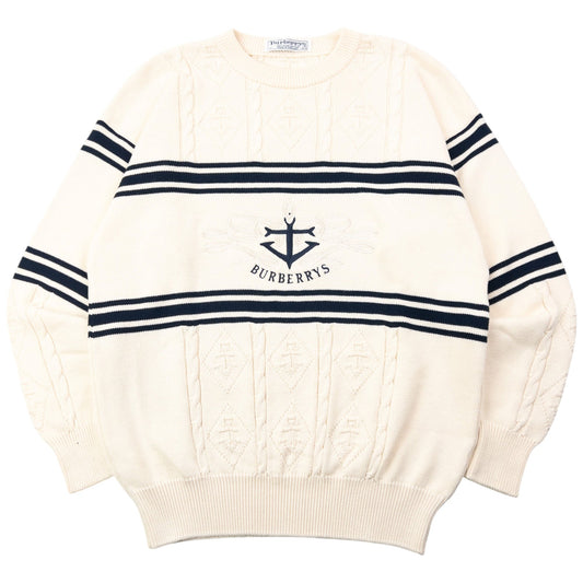Vintage 90s Burberry Embroidered Anchor Knit Jumper Size M | Medium, Multicoloured