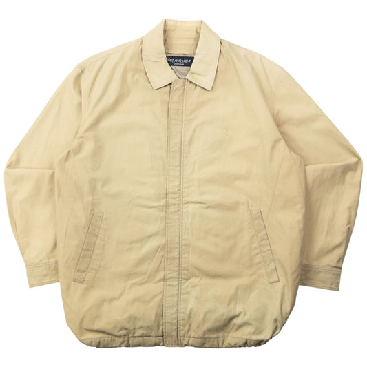 Vintage 90s YSL Yves Saint Laurent Harrington Jacket Size L | Large, Beige