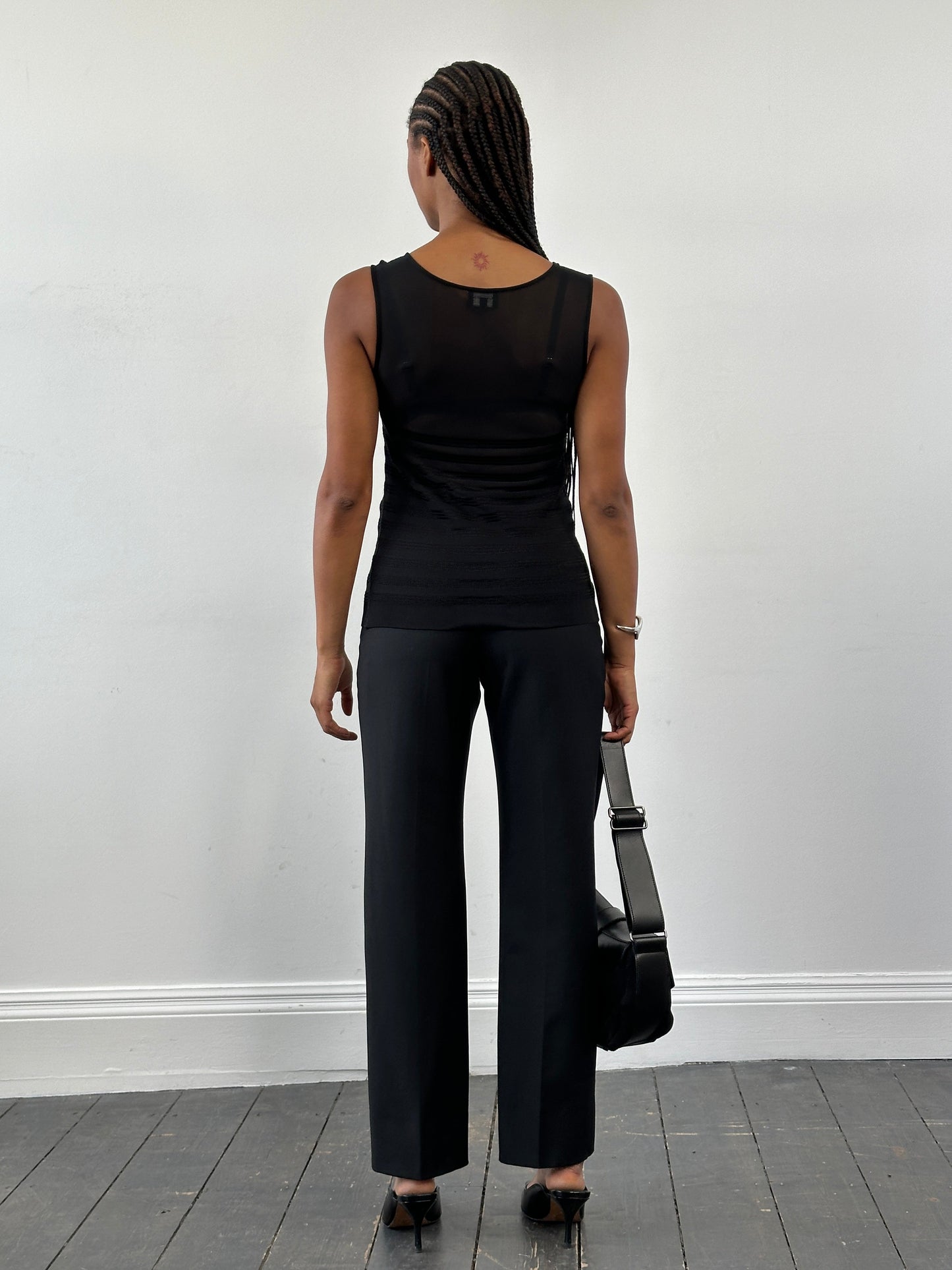 Giorgio Armani 2000s Sheer Ribbed Vest Top - M