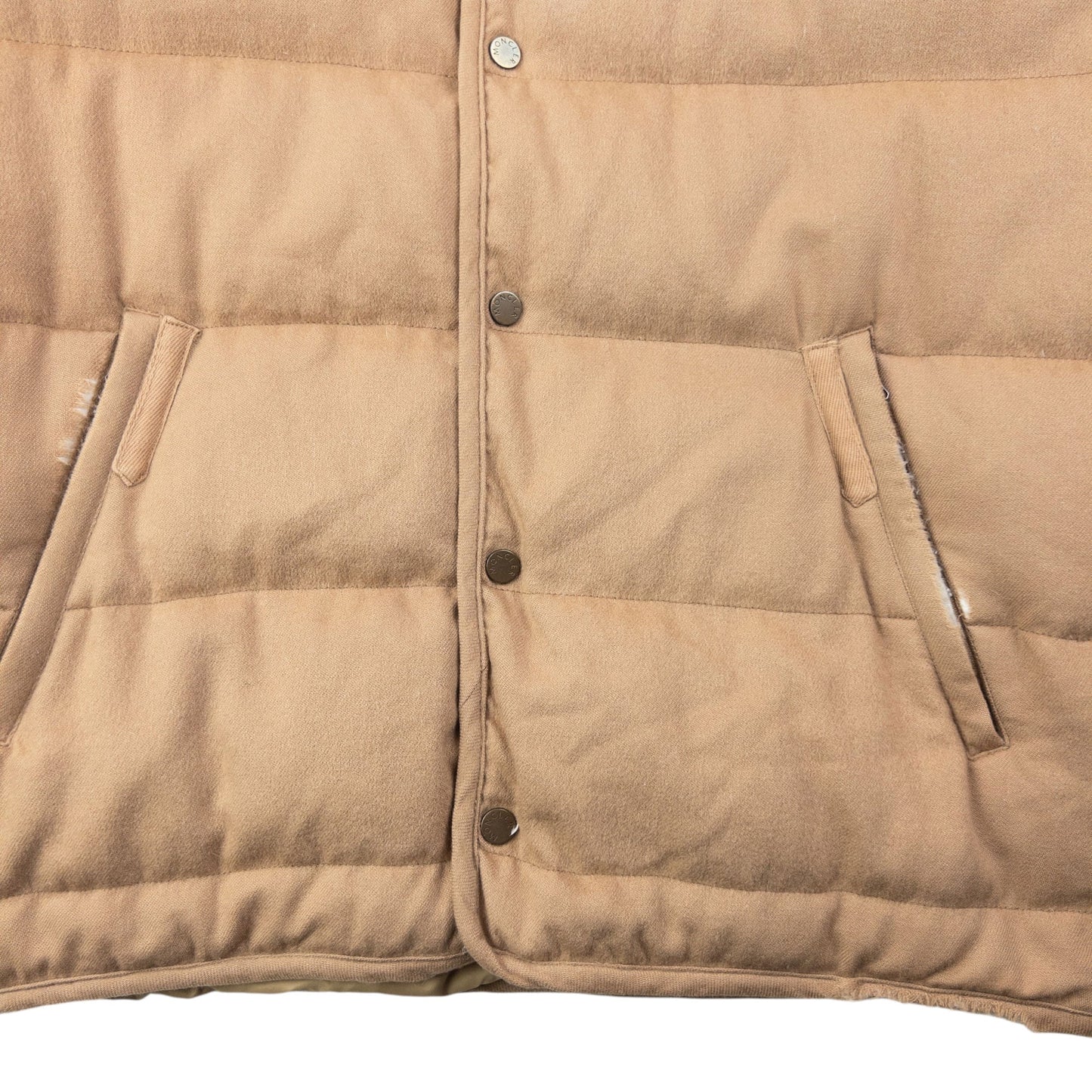 Vintage 90s Moncler Button Up Cashmere Puffer Jacket Size M | Medium, Beige