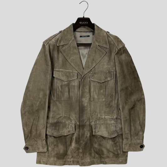 Gucci by Tom Ford FW03 Suede Leather Western Military Jacket - IT54 (L)
