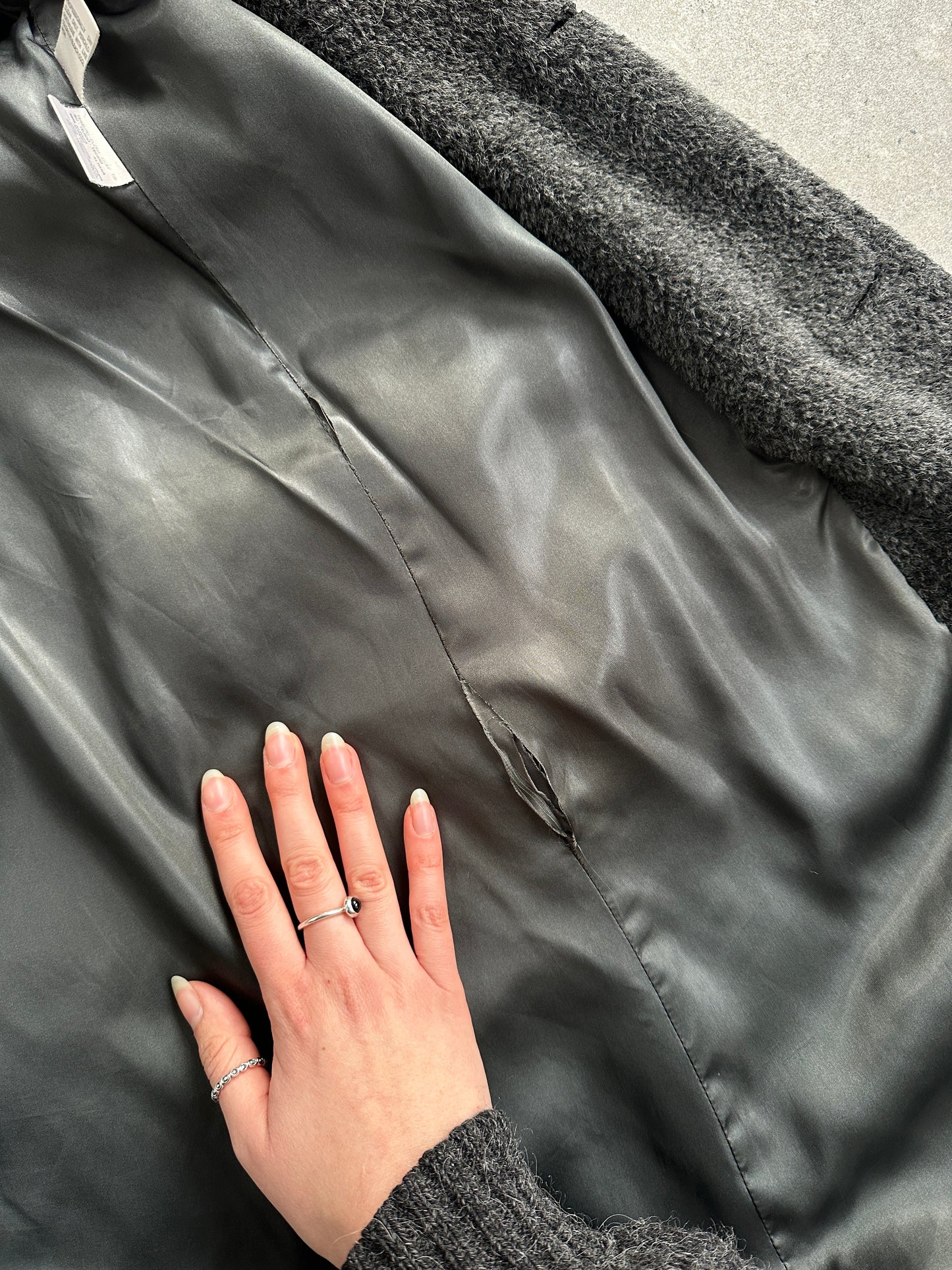 Max Mara Fuzzy Wool Alpaca Double Breasted Coat - XL