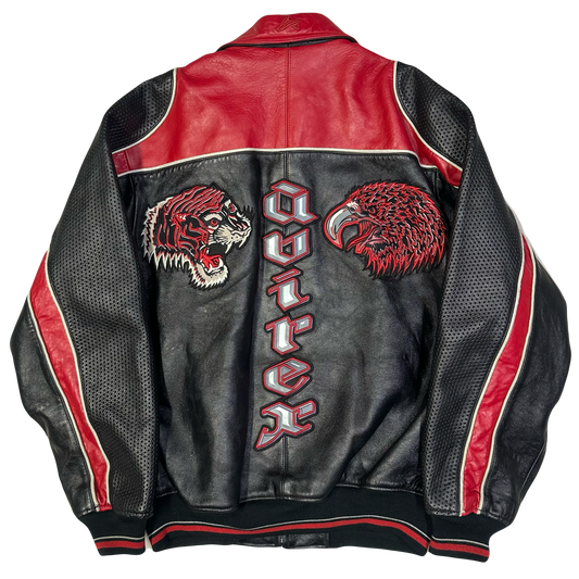 Avirex Leather Jacket In Black & Red ( M )