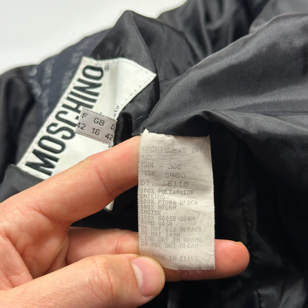 Moschino Jeans 90’s Typewriter Goose Down Puffer Jacket - XL | Large, Black