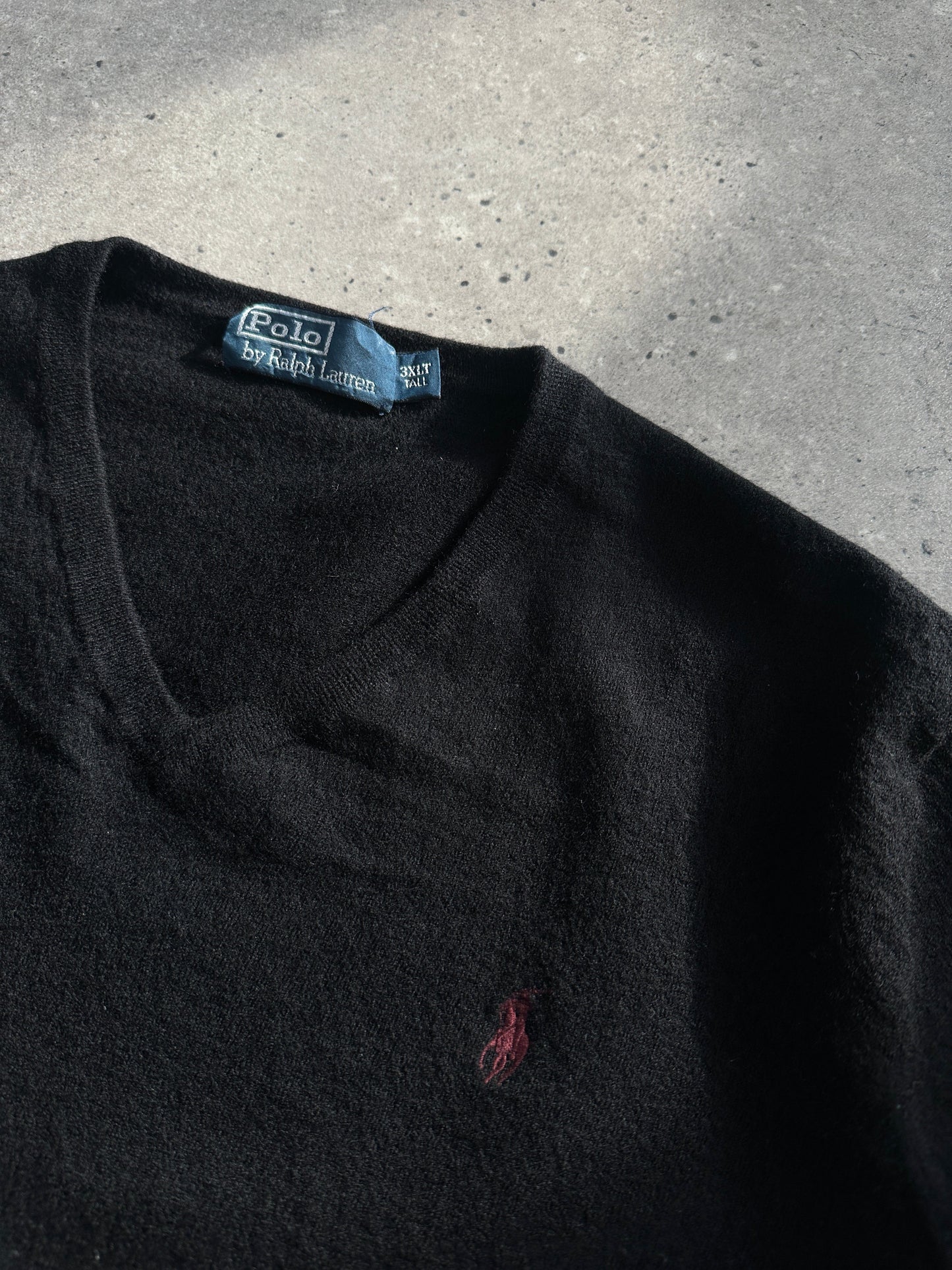 Ralph Lauren 2000s Pure Merino Wool Logo V Neck Jumper - M