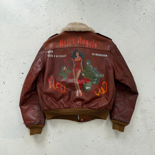 1960s schott hells angels leather souvenir flight jacket | O/S, Brown