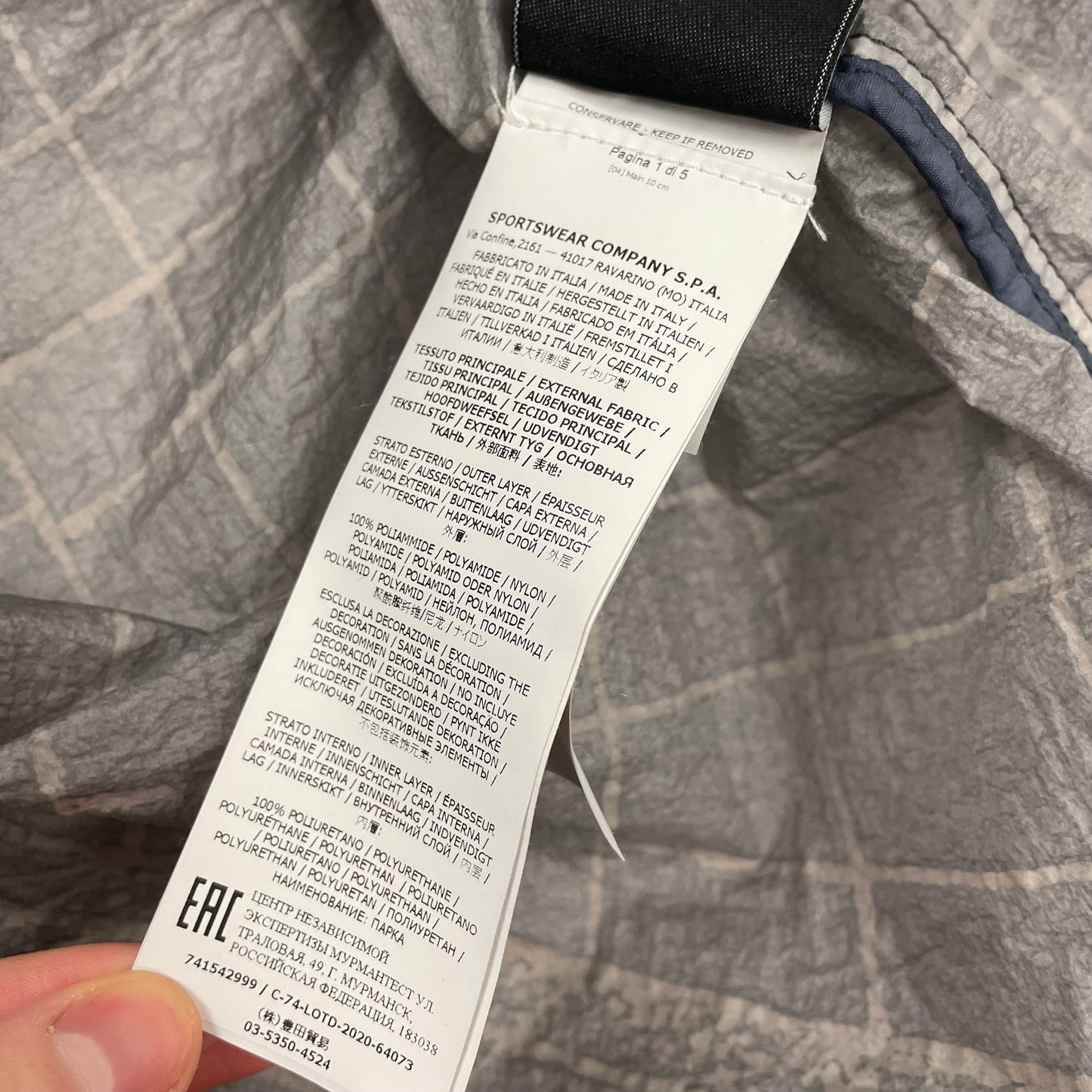 Stone Island Reflective Grid on Lamy-TC Jacket, Size Medium | O/S, Grey