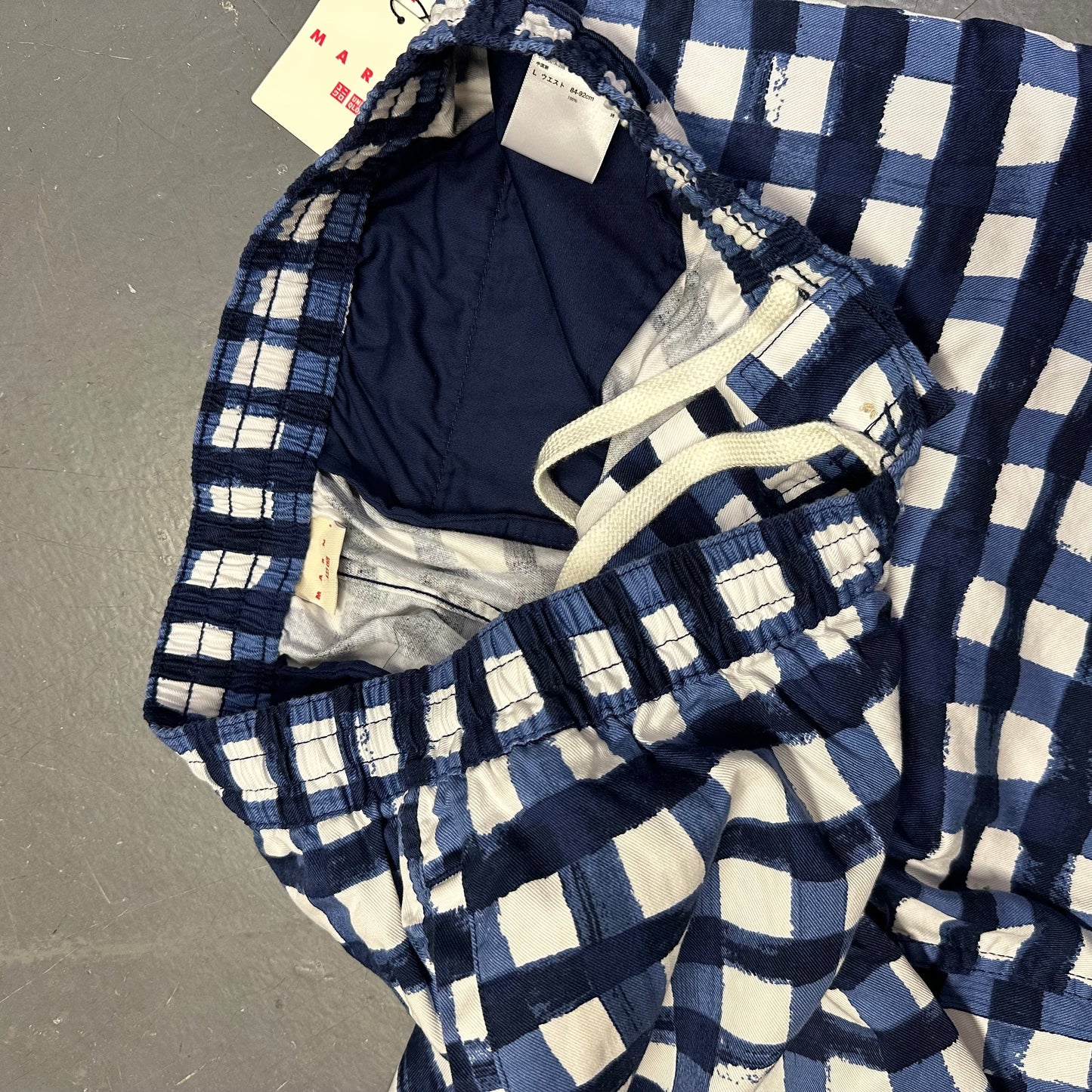 Uniqlo X Marni Wide Fit Check Shorts In Blue ( L )