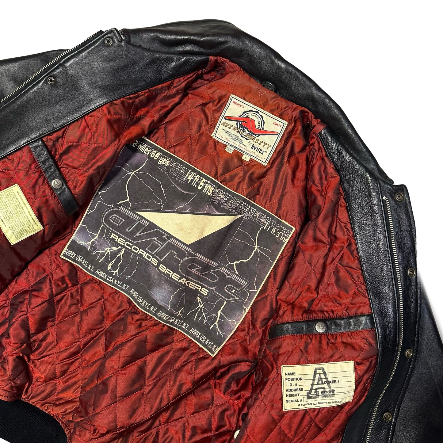 Avirex Record Breakers Leather Jacket In Black ( L )