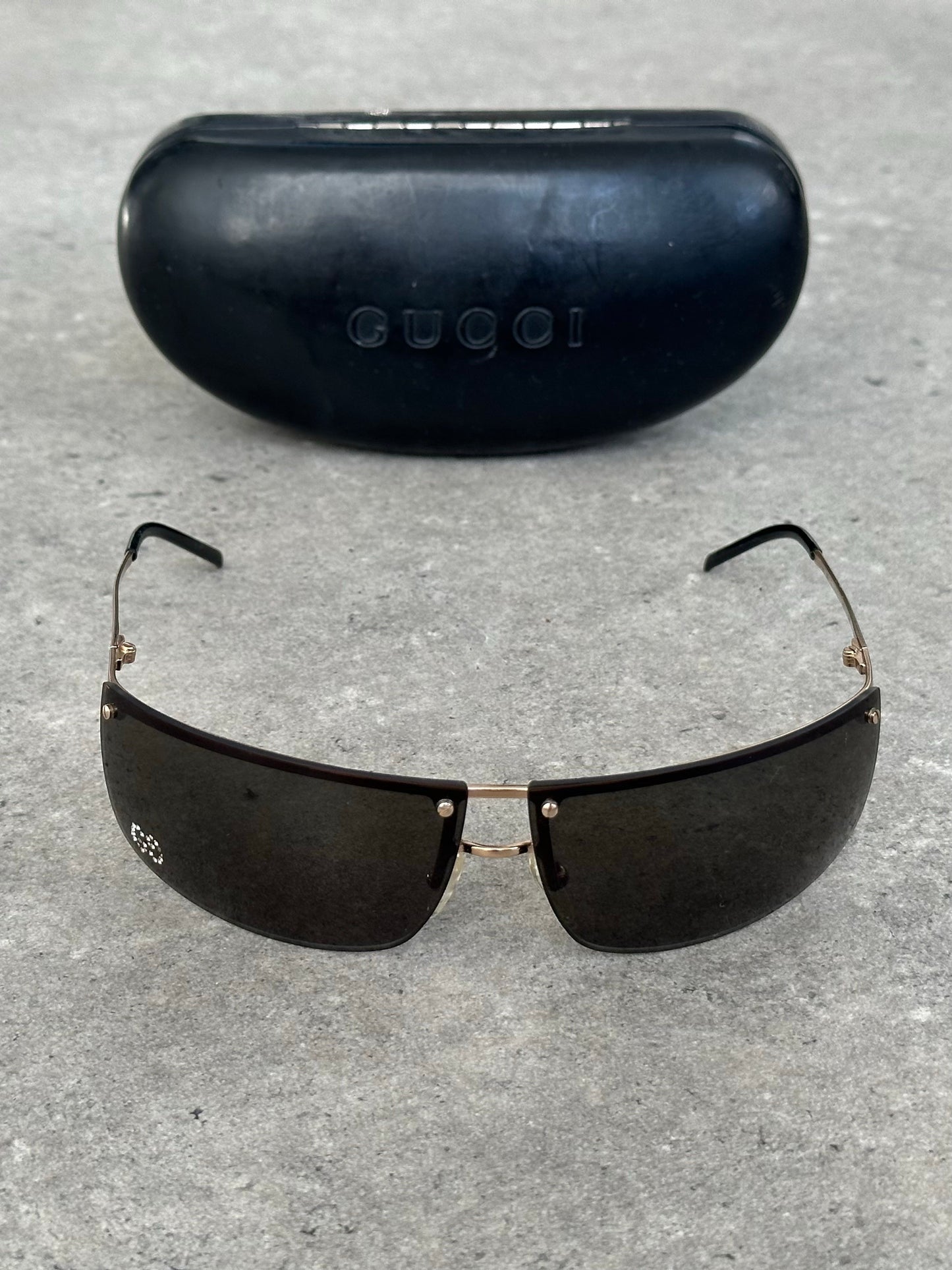 Gucci 2000s Rimless Shield Logo Sunglasses