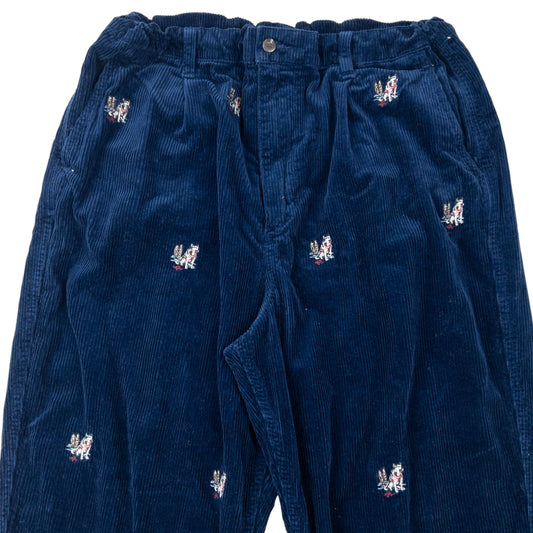 Vintage 2000s Polo Ralph Lauren Embroidered Dog Corduroy Trousers Size XL | XL, Navy