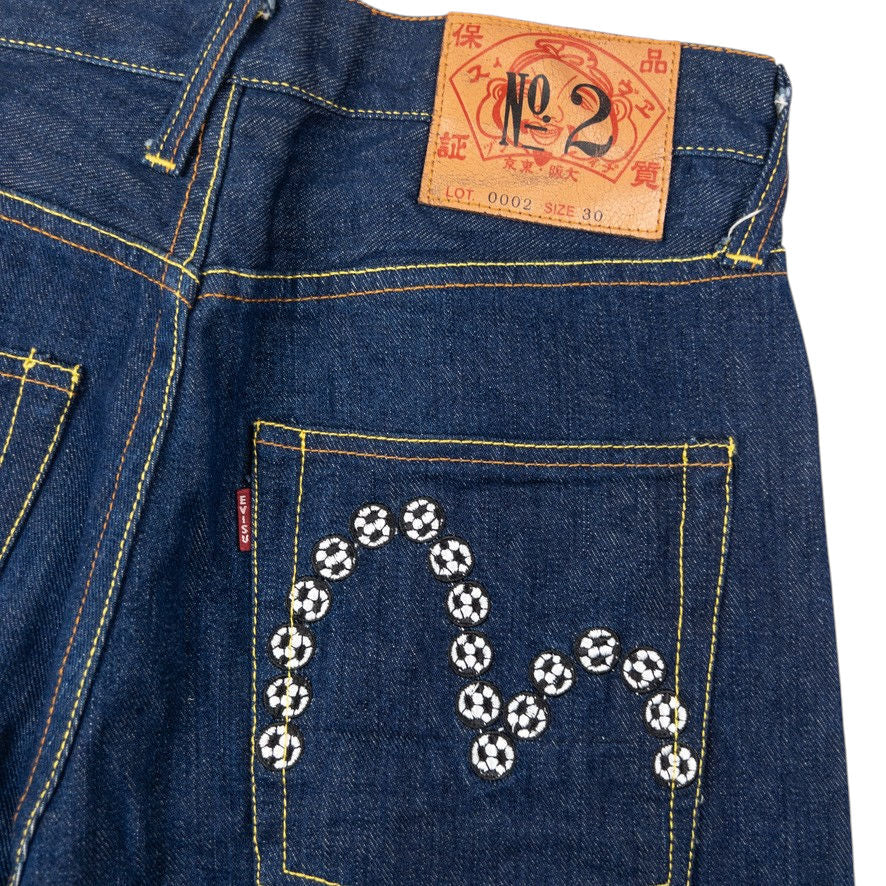 Vintage Evisu Double Football Gull Embroidered Japanese Denim Jeans Size W28