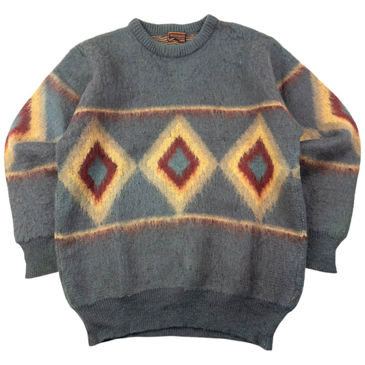 Vintage 70s YSL Yves Saint Laurent Wool Jumper Size S | Small, Grey, Red, Yellow