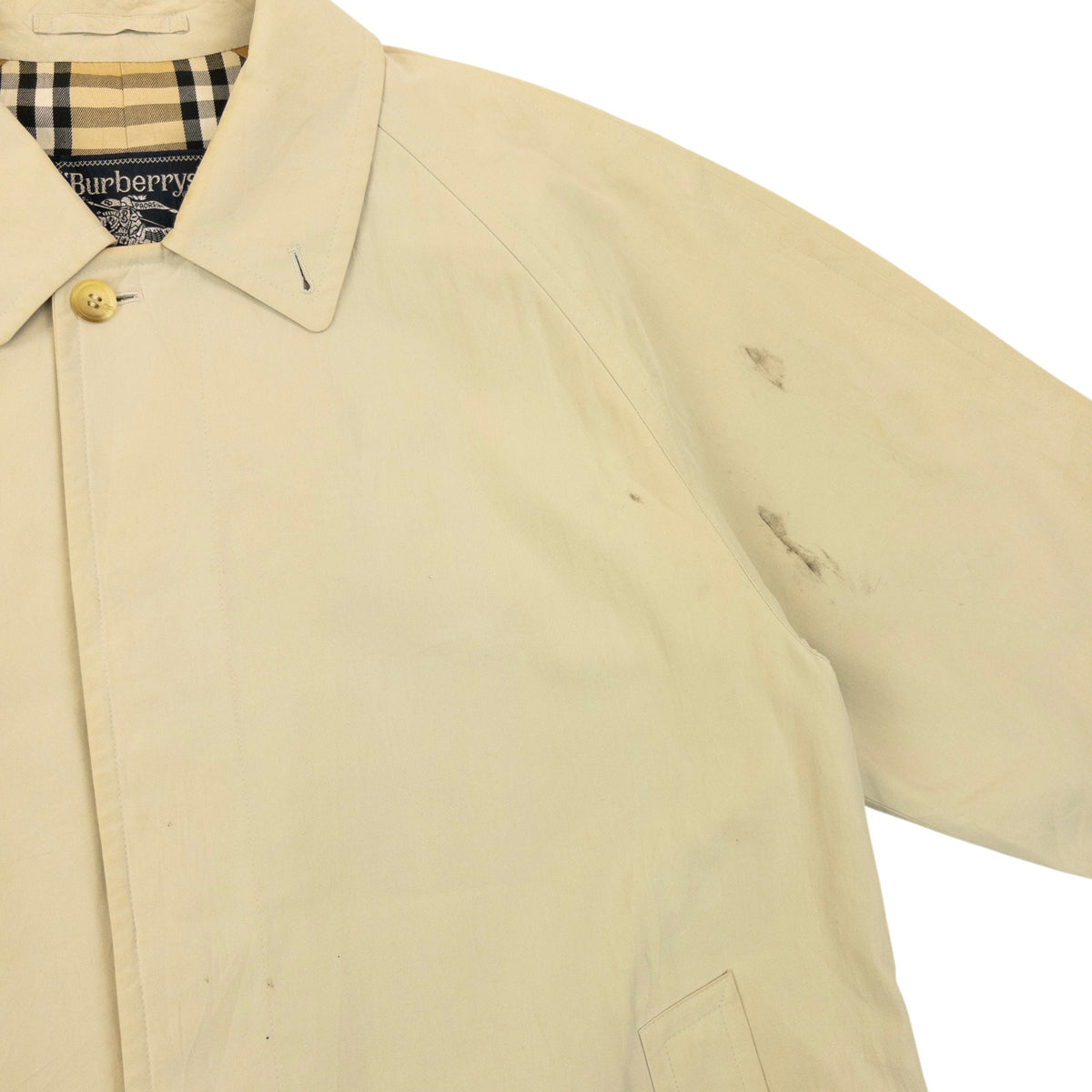 Vintage 90s Burberry Nova Check Lined Trench Jacket Size M | Medium, Cream