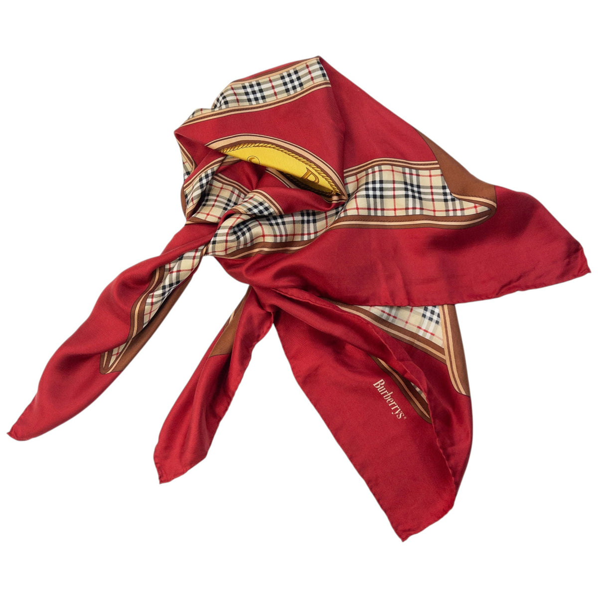 Vintage 90s Burberry Nova Check Silk Scarf | O/S, Red
