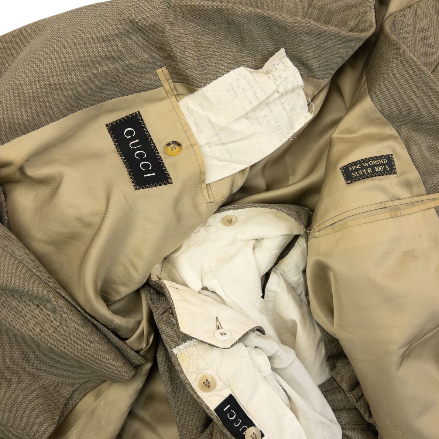 Vintage 90s Gucci Jacket & Trousers Suit Set Size XL | XL, Beige