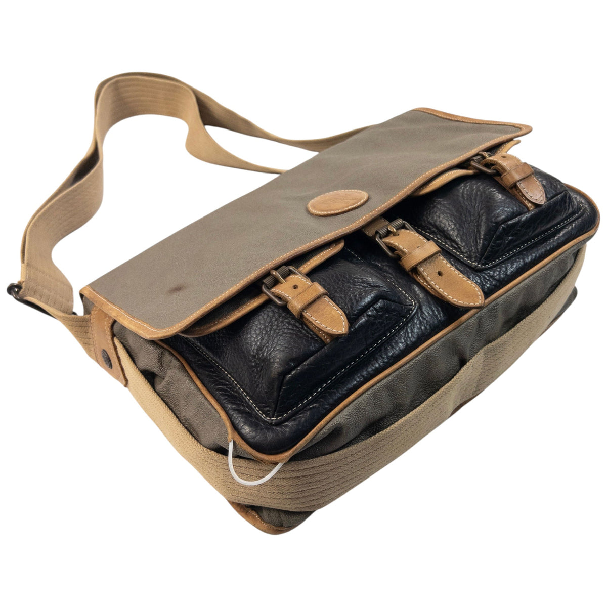 Vintage 80s CP Company Leather Messenger Crossbody Bag | O/S, Beige, Black, Tan