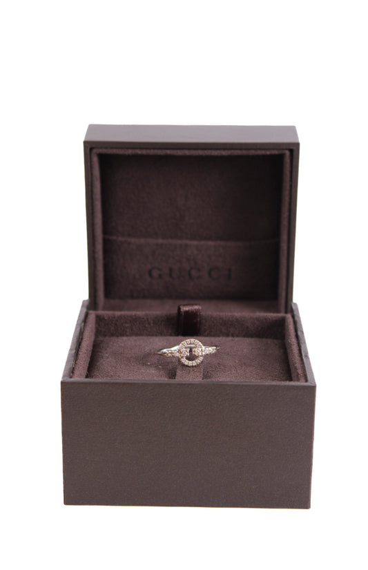 Gucci 18ct White Gold & Diamond Double G Ring 18ct White Gold 15 | O/S, Gold