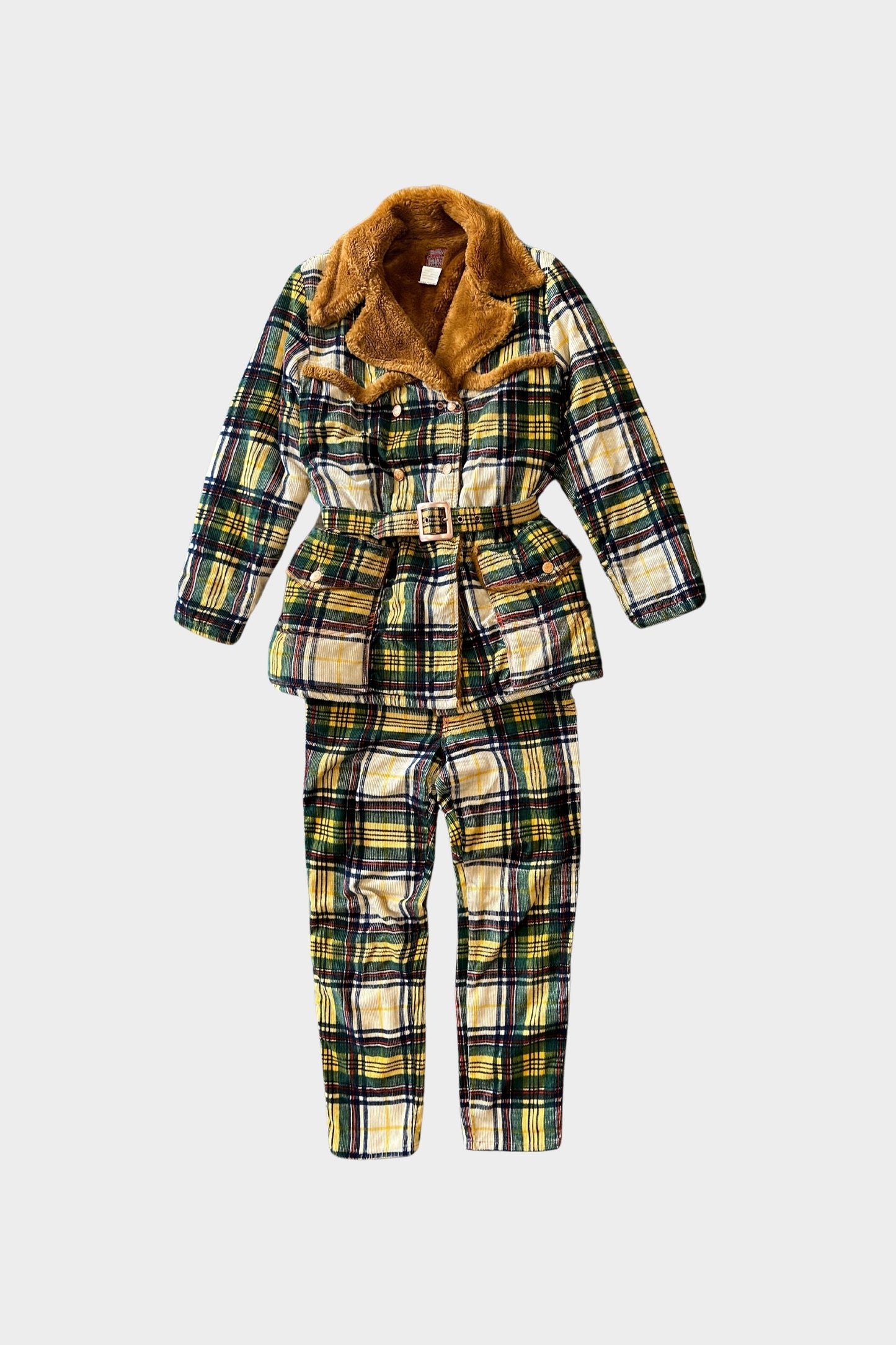 Jean Paul Gaultier 1990s Plaid Corduroy Yellow Green Jacket