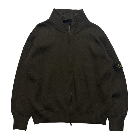 Stone Island 2000's Zip Up Knit | XL, Brown