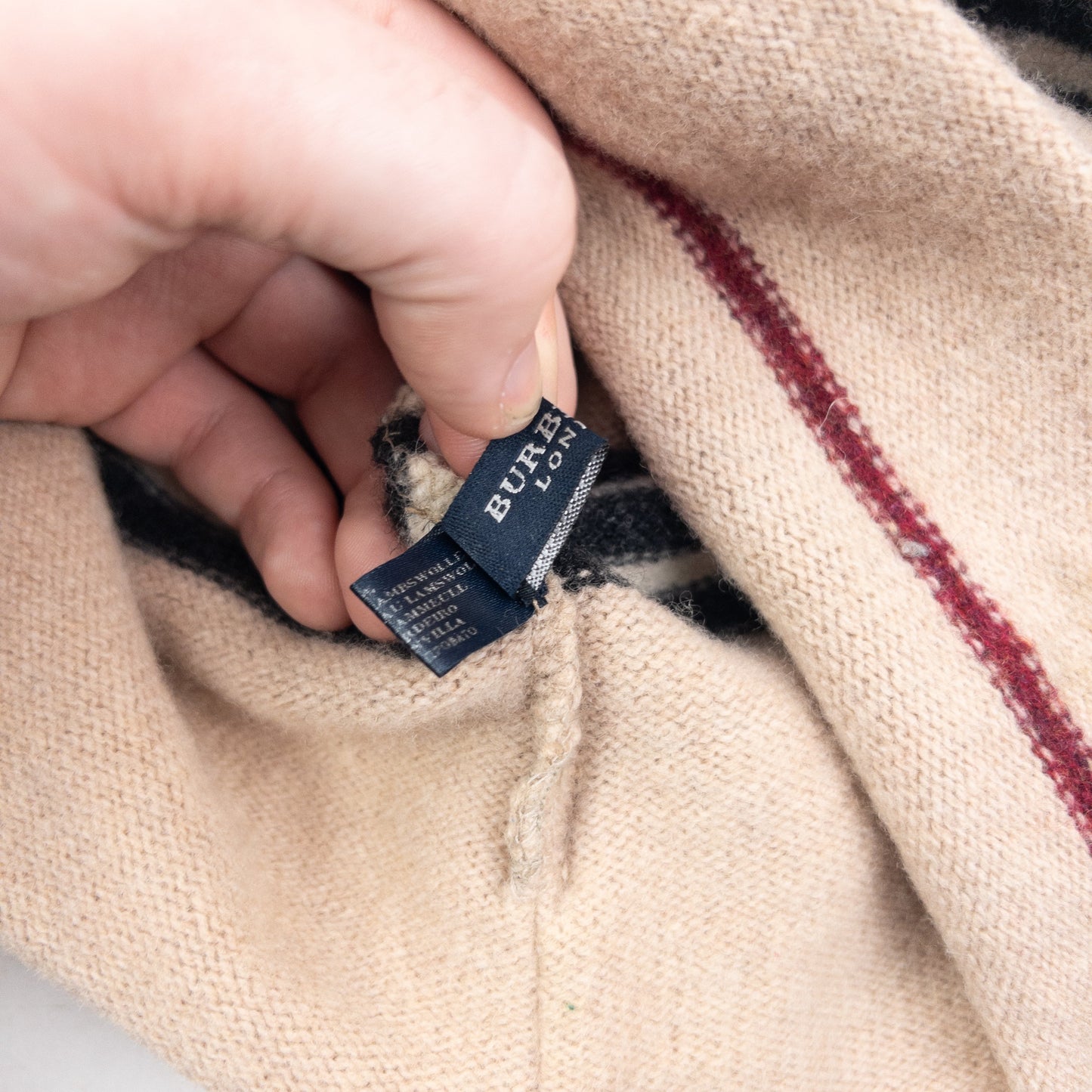 Vintage 2000s Burberry Nova Stripe Wool Bobble Hat