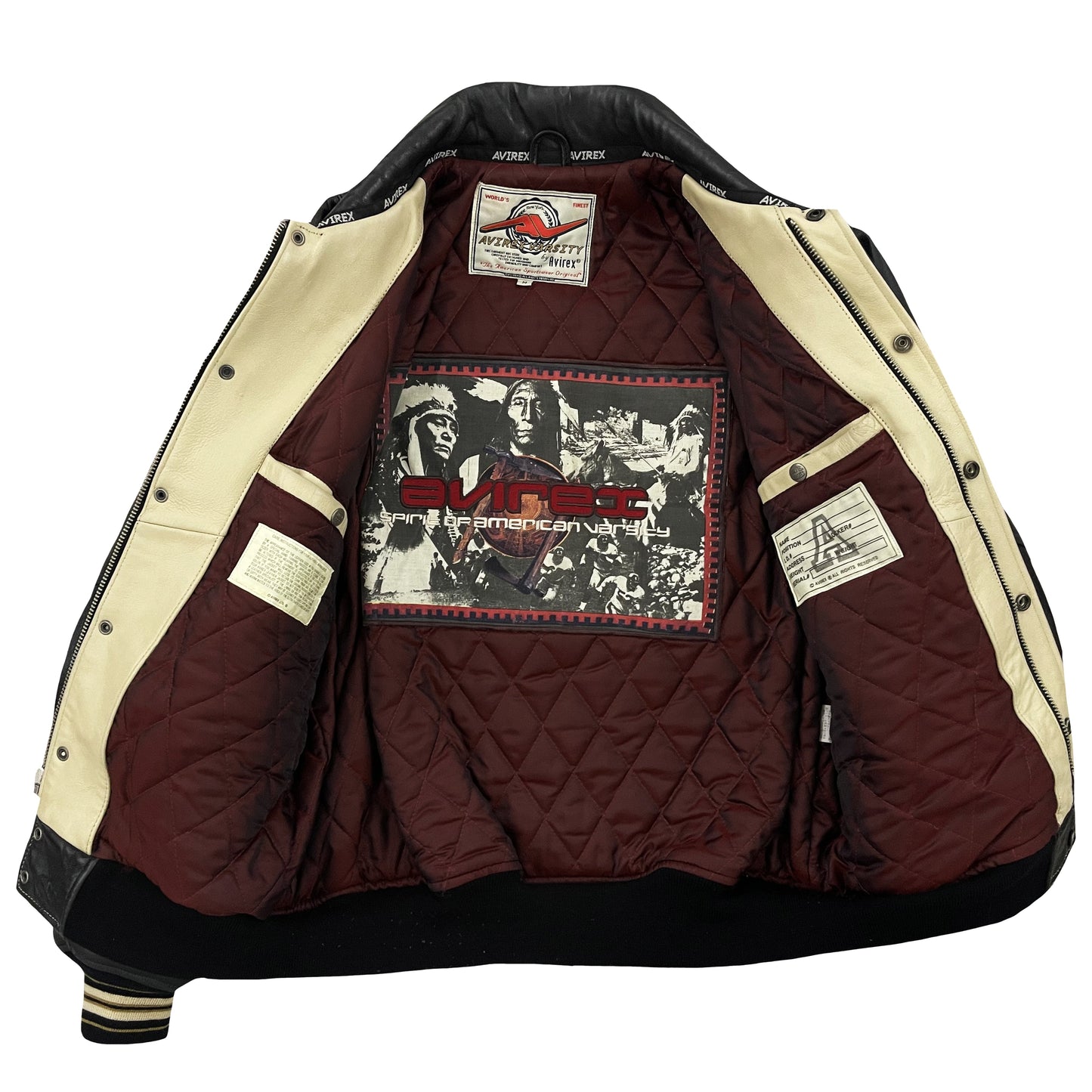 Avirex Double Dragon Leather Varsity Jacket - M | Medium, Multicoloured