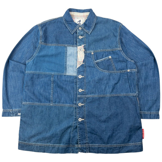 Vintage 90s Hai Sporting Gear By Issey Miyake Denim Patchwork Button Up Shirt Size M | Medium, Blue