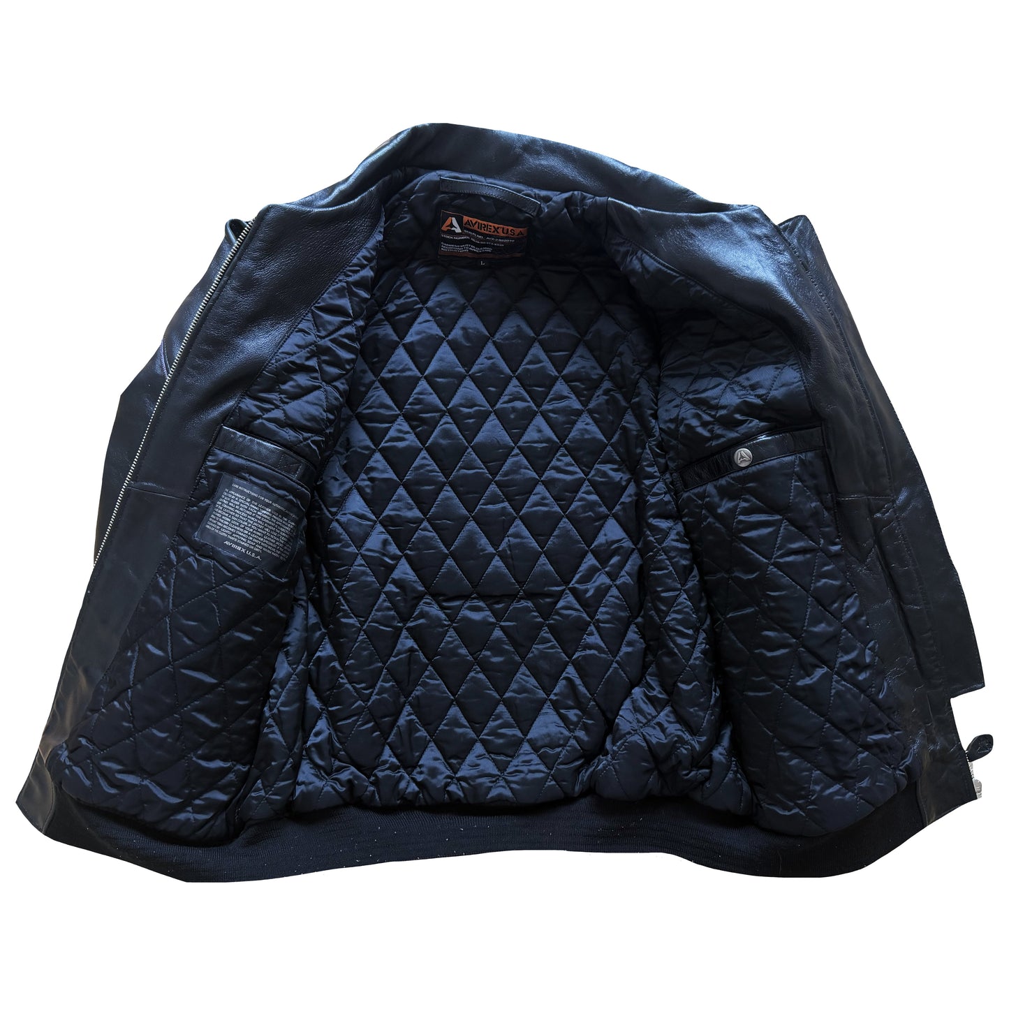Avirex 'Rides & Rims' Leather Varsity Jacket - L | Large, Black
