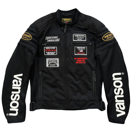 Vanson Leathers Motorcycle Mesh Racer Jacket - M | Medium, Black