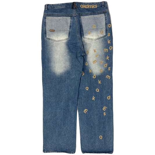 Akademiks Spellout Embroidered Letter Jeans (W38) | W36, Red
