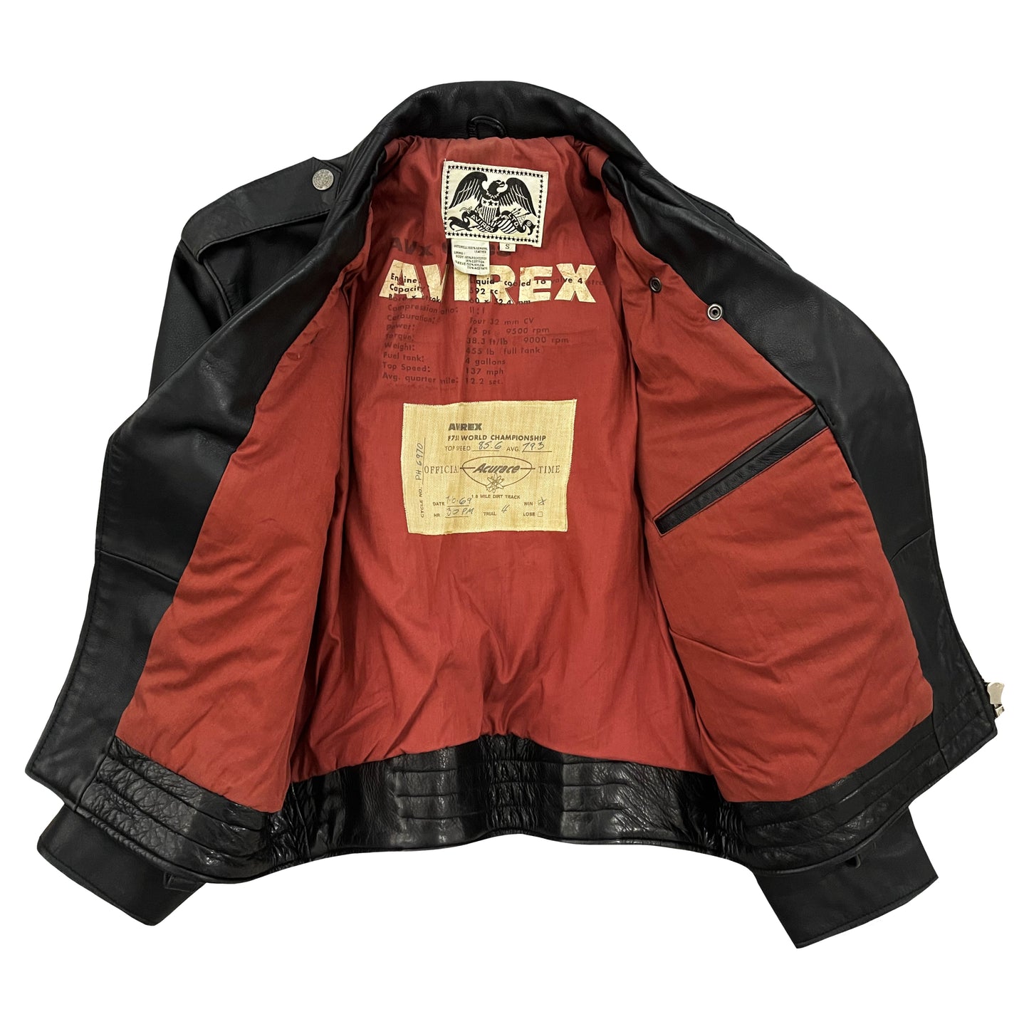 Avirex Daytona Leather Biker Jacket - S | S / M, Black