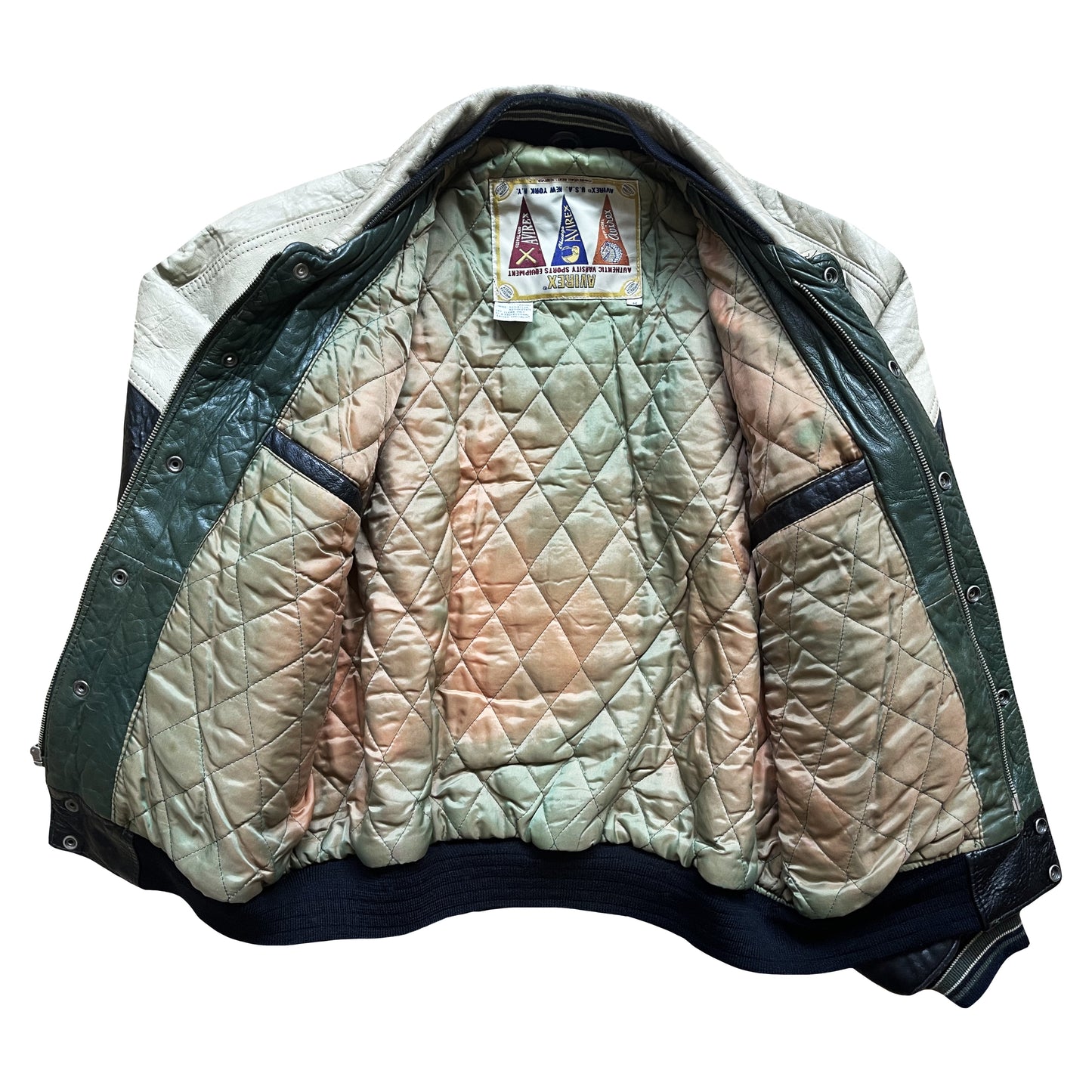 Avirex 'North West Wild Bears' Leather Varsity Jacket - M