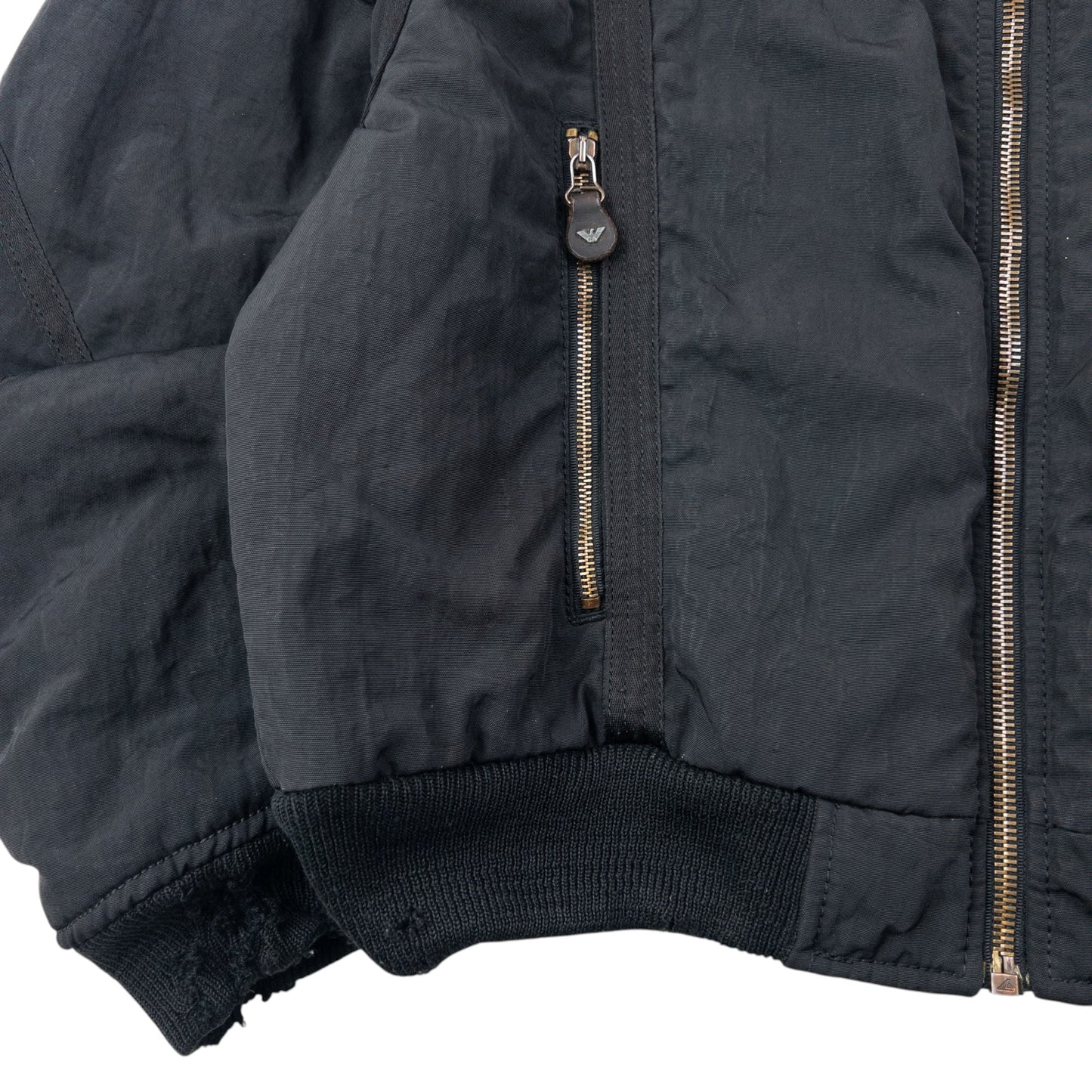 Vintage 90s Armani Jeans Ballistic Nylon Padded Bomber Jacket Size XL | XL, Black