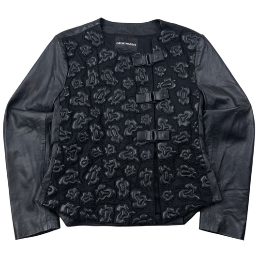 Vintage Emporio Armani Floral Lamb Leather Jacket Womens Size M
