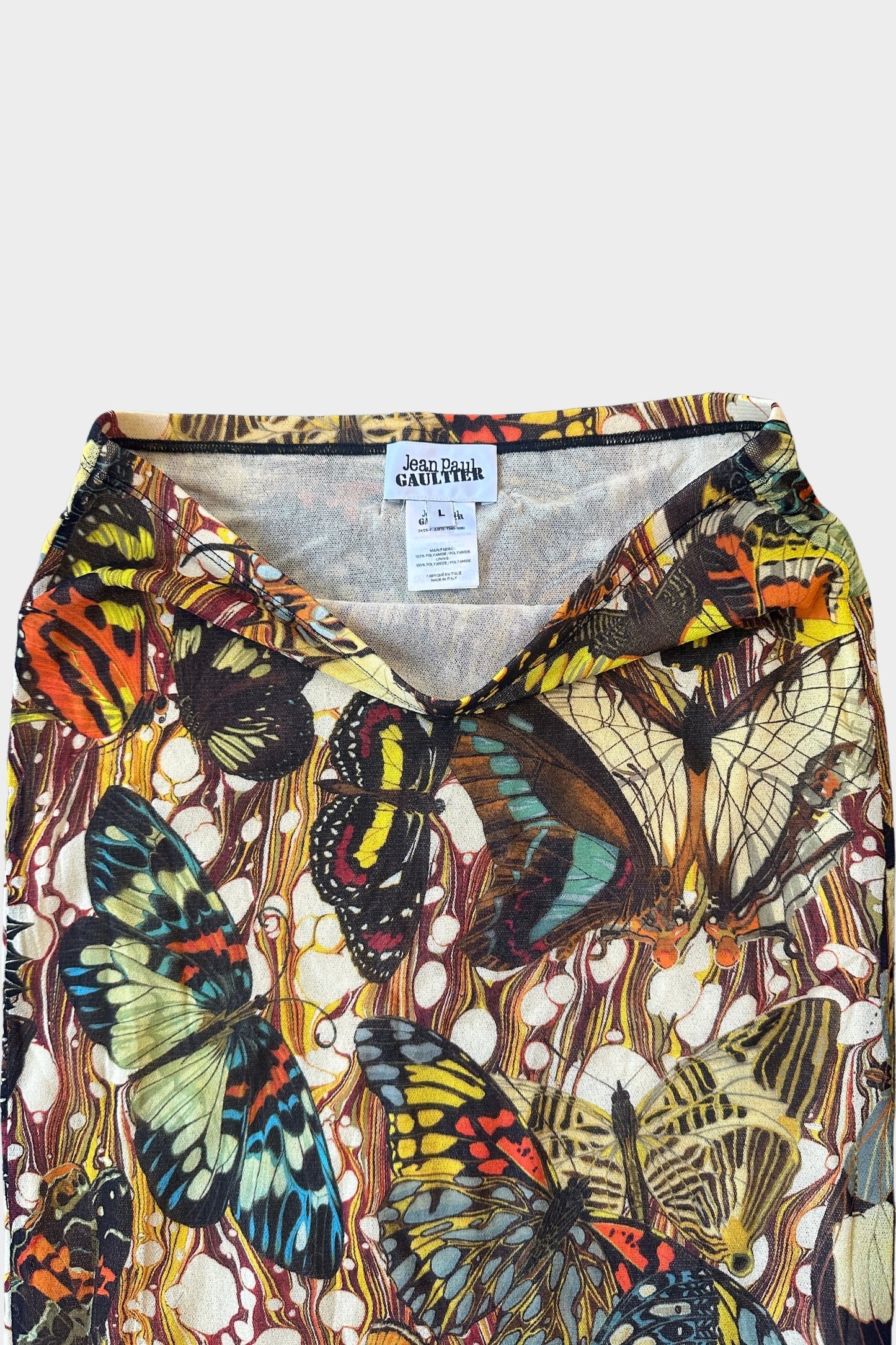 Jean Paul Gaultier Butterfly Maxi Printed Mesh Skirt