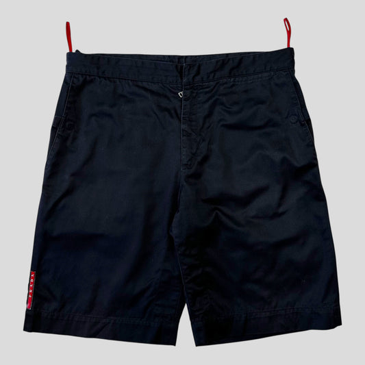 Prada Sport 2003 Challenge Reinforced Cotton Logo Shorts - 33-36 | O/S, Navy