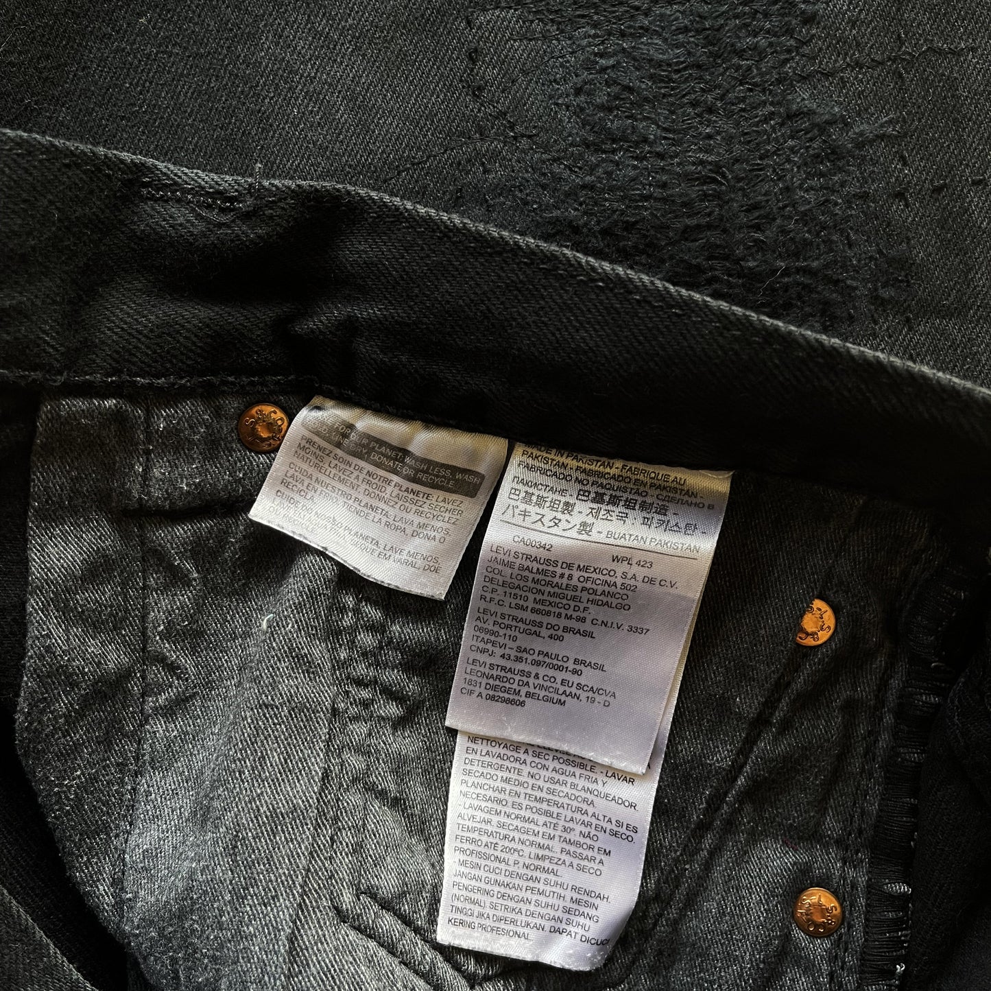 Boro Sashiko Black Distressed Jeans - W38"