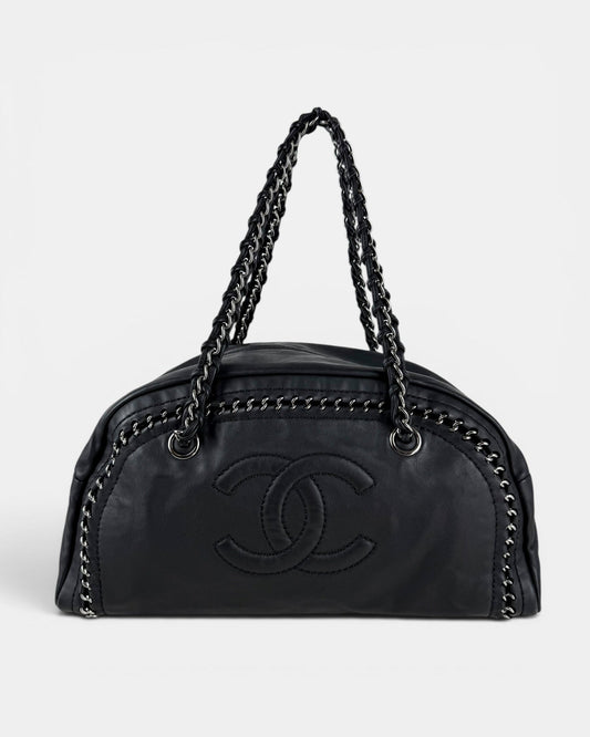 2005/2006 Chanel Luxe Ligne Black Lambskin Bowling Bag | O/S, Multicoloured